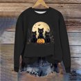 thumbnail image 5 of Idoravan Womens Tops Long Sleeve Shirts for Women Women's Loose And Casual Halloween Printed Long-sleeved Round-neck Capless Sweater Black L, 5 of 6