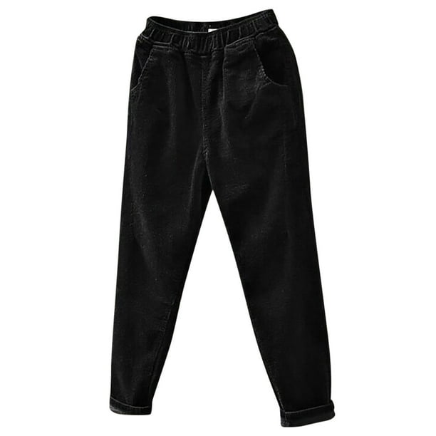 Pantalones de yoga Gibobby Moda mujer talla grande pana cintura elástica bolsillo Harem largos negro XXL