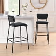 thumbnail image 3 of Pu Faux Leather Bar Stools Set of 2, Pub Barstools with Back and Footrest,Modern Armless Bar Height Stool Chairs, 3 of 9