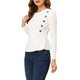 thumbnail image 4 of INSPIRAR CHIC Blusa de Peplum de Manga Larga con Botones y Cuello Redondo Casual para Mujeres S Blanca, 4 of 5