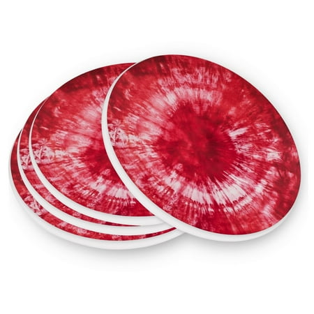 

Round Coasters Modern Style Ceramic Coaster Waterproof and Durable Drink Coaster Coasters set of 4 Customizable Coasters 1pc Red Tie-dye