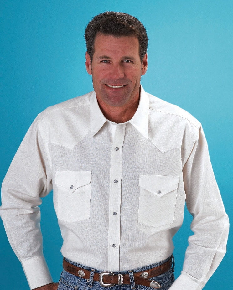 Big and Tall Men's Long Sleeve Wrinkle Free Oxford Western