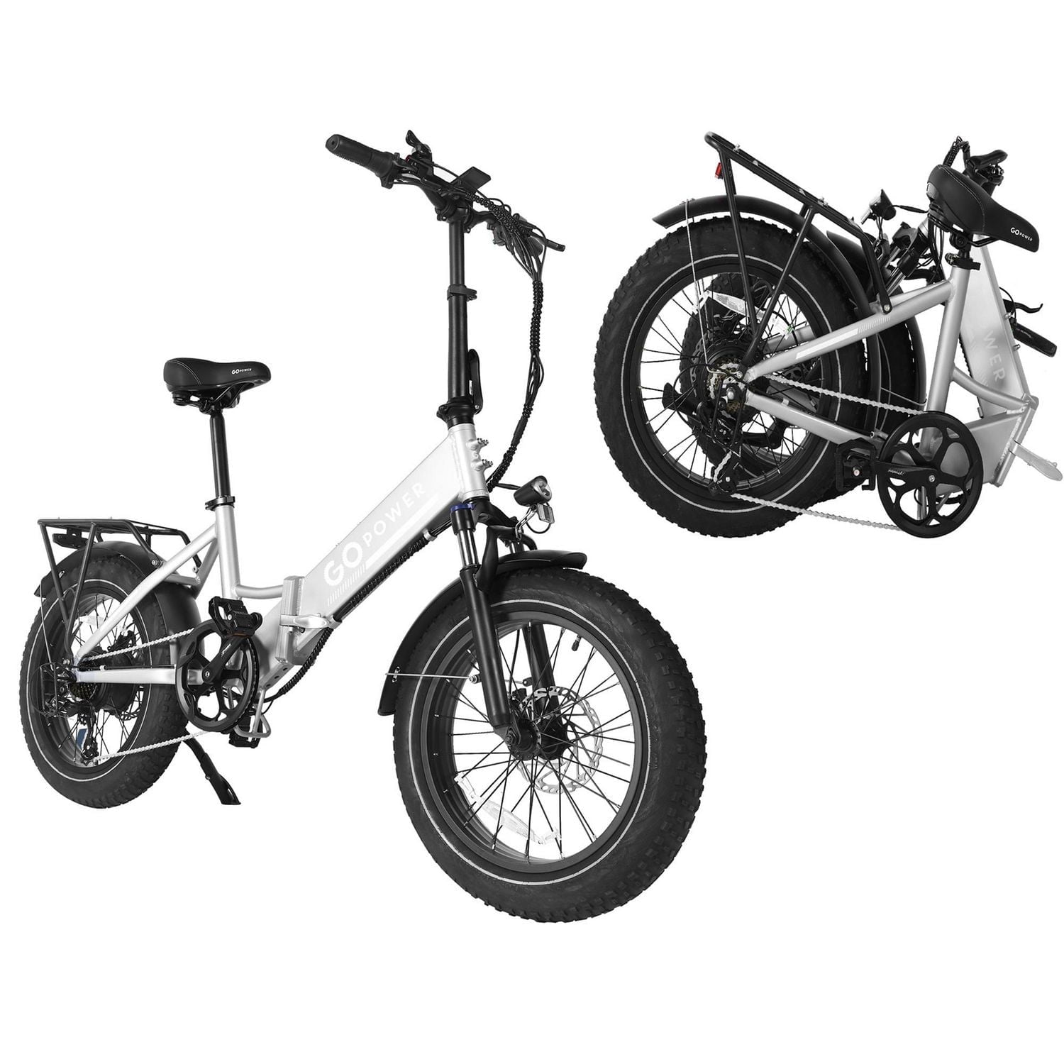 GoPowerBike GoCruiser V2 Electric Bike | Adult Folding Bike, 50 cm Fat Tires | 80+ km Range with 5 Pedal-Assist Levels | 32 km/h Top Speed | 750W Motor - Removable Battery | Class 1 and 2 eBike