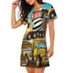 thumbnail image 2 of Fotbe Different Construction Site Vehicles Bata de Dormir para Mujer con Estampado, Camisón de Algodón de Manga Corta, Ropa de Dormir Casual, 2 of 6