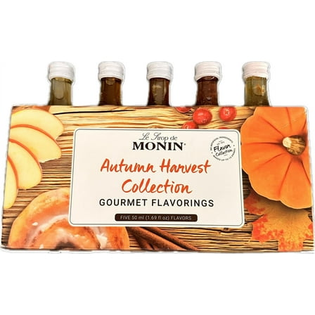 Monin - Autumn Harvest Collection, Great for Coffee, Tea, and Lattes, Non-GMO, Gluten-Free (Pumpkin Pie, Cinnamon Bun, Caramel Apple Butter, Cranberry, Brown Butter Toffee) | 50 ml Per Bottle