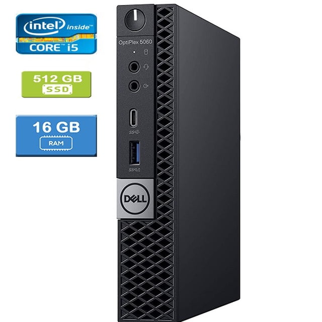 Refurbished: DELL 5060 MICRO Intel Core i5-8500T 2.10 GHz, 16GB, 512GB SSD, Win 10 Pro