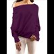 thumbnail image 3 of Suéteres de Otoño para Mujer 2025, Informales, de Larga de Murciélago, Holgados, con Hombros Descubiertos, de Punto, Tops Tipo Jersey Púrpura un Tamaño, 3 of 9