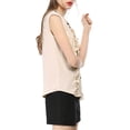 thumbnail image 4 of INSPIRE CHIC Women's Tie Neck Cap Sleeve Button Down Ruffle Summer Shirt Khaki M, 4 of 6