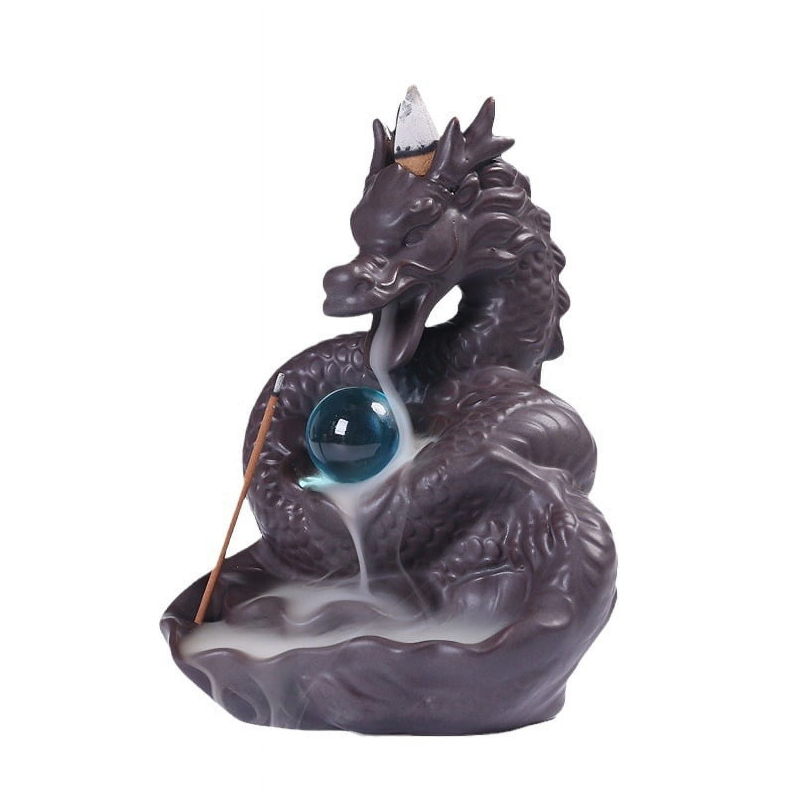 Purple Sand Incense Burner Classic Waterfall Backflow Aromatherapy Holder Creative Dragon Playing Ball Incense Burner Handicrafts