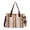 white, variant on Large Canvas Striped Tote Bag for Women, With zipper Casual Commuter Shoulder Bag with Cute Rabbit Charm