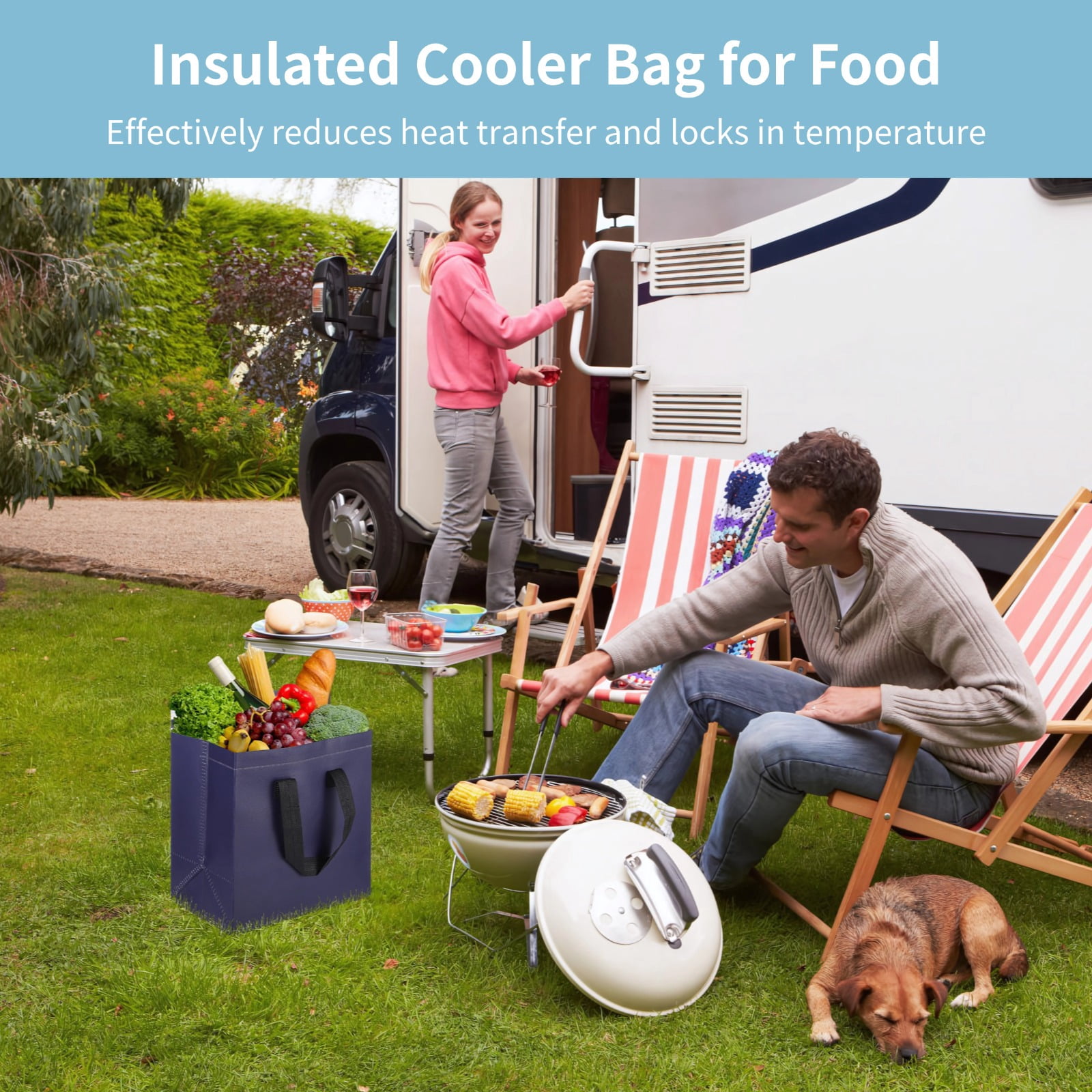 50 Pack Large Insulated Cooler Bags – Thermal Tote with Aluminum Foil Lining, Waterproof Portable Grocery Bags with Adhesive Closure for Picnics, Camping, Lunch & Delivery