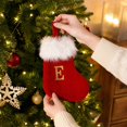 thumbnail image 5 of Personalized Christmas Stocking Featuring Red Plush with White Trim and Gold Initial, Cozy Holiday Decor for Fireplace Mantel, Xmas Gift for Family and Friends 1 Pcs, 5 of 8