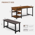 thumbnail image 4 of Dining Table Set for 4, Kitchen Dining Table Set with Upholstered Benches, Kitchen Dining Room Table with Storage Drawers, Wine Rack, Small Space Grey, 4 of 4