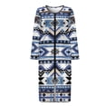 thumbnail image 3 of Yuyamidu Aztec Ethnic Gemoetric Bathrobe Sleepwear for Women Lightweight Long Sleeve Robe with Zipper Long Robes Blue Dressing Gown Plus Size 2XL Comfy Nightgowns, 3 of 7
