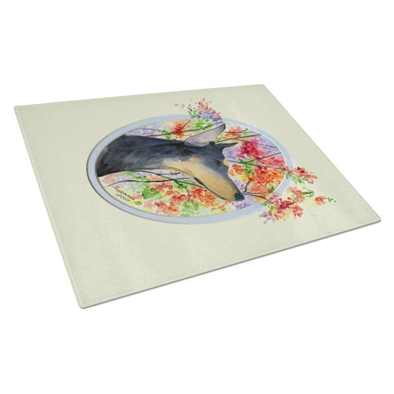 Caroline's Treasures SS8044LCB Doberman Glass Cutting Board Large, 12H x 16W, multicolor