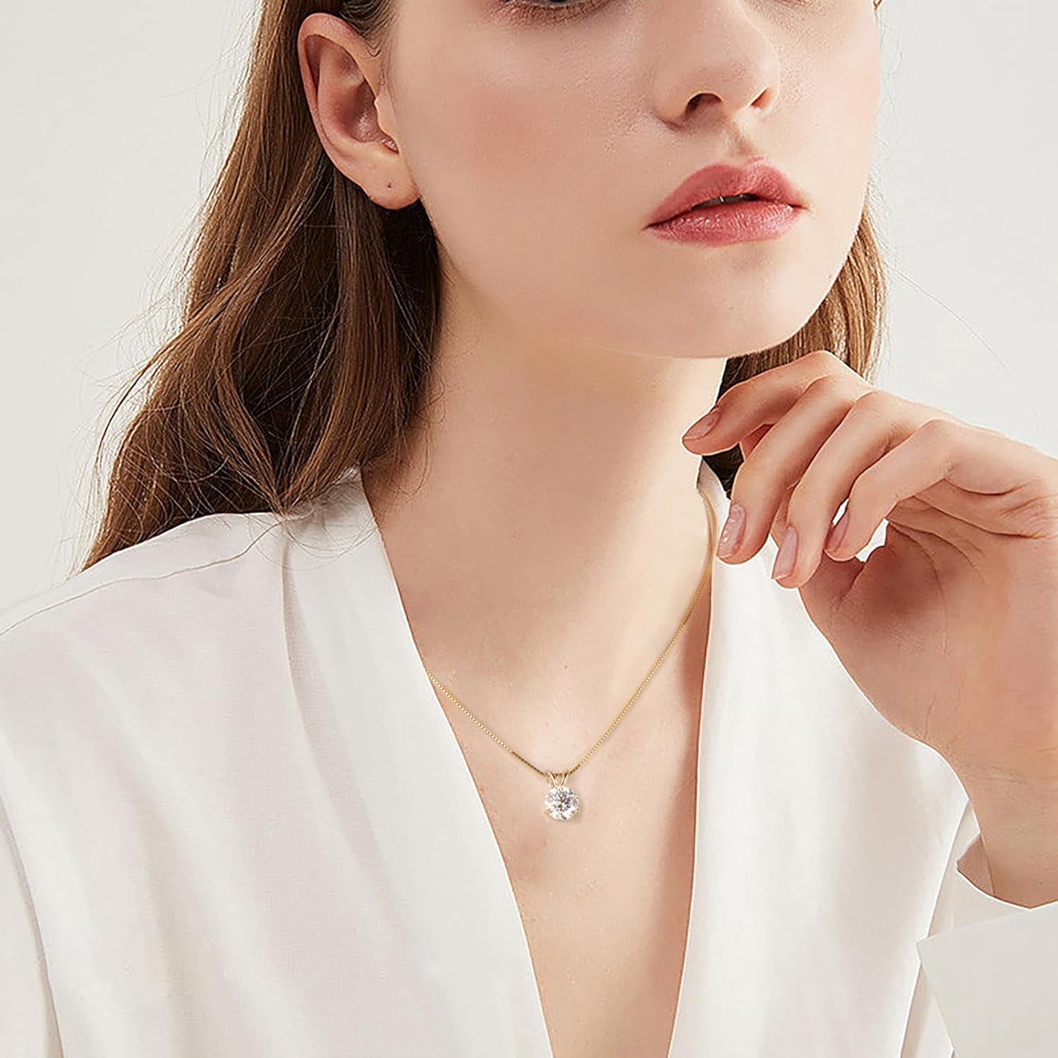 Leander 1-3 CT Moissanite Necklace for Women, Solitaire Lab Imitation Diamond Pendant, 18K White Gold Plated D Color Round Cut 925 Sterling Silver Necklace, GRA Certified, 18+2 inch Box Chain