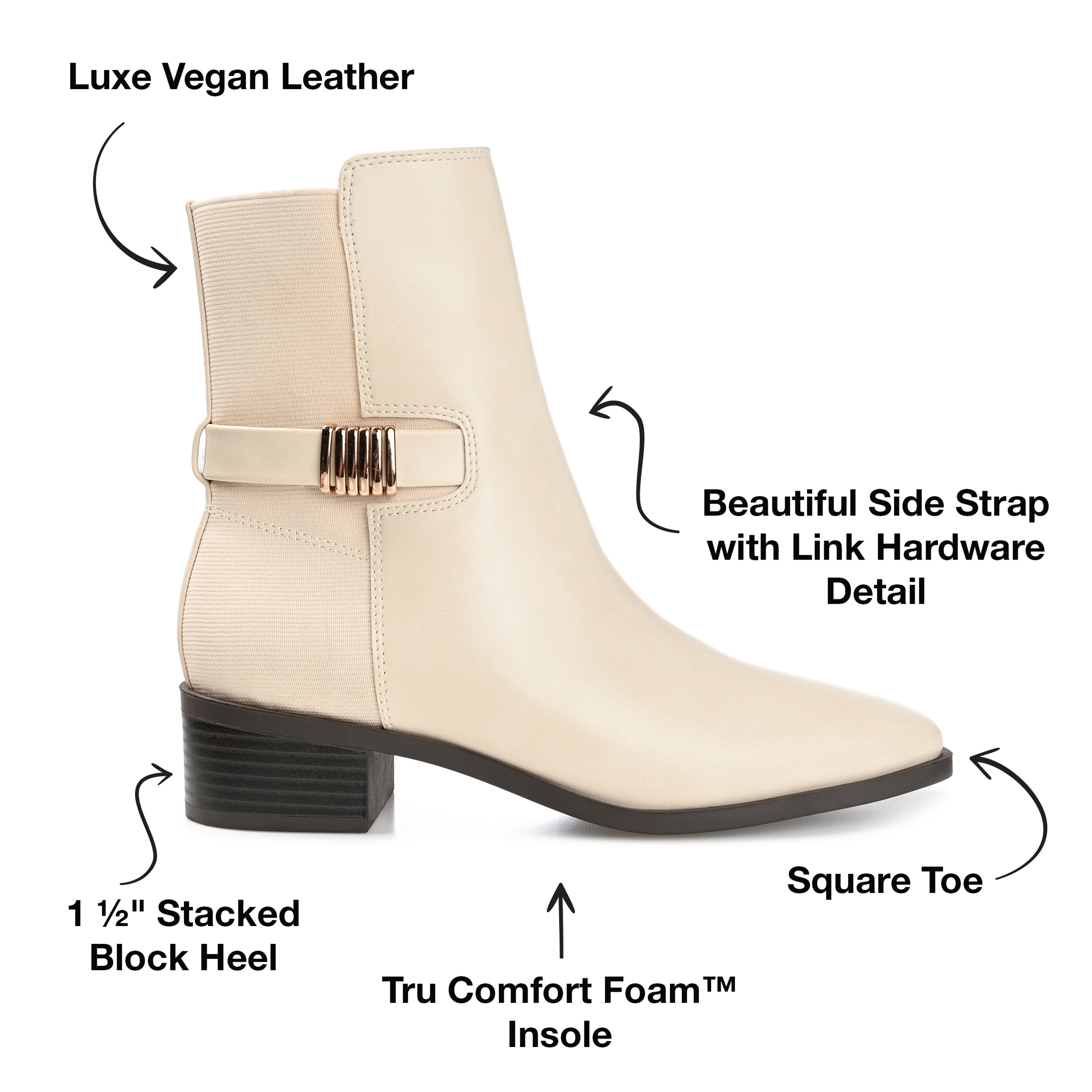 Journee Womens Aubrie Inside Zip Stacked Heel Booties, Widths Available