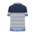 thumbnail image 5 of Odbmxy Collared Womens Shirts Summer Short Sleeve Women Blouse Holiday Loose Striped Pullover Soft Casual Blue Tops, 5 of 5