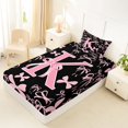 thumbnail image 4 of Erosebridal Ribbon Bow Knot K Personalized Initial Twin Sheet Sets 3pcs,Black Pink Bow Tie Bedding,Lightweight Room Decor, 4 of 5