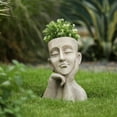 thumbnail image 2 of LuxenHome Speckled Off White MgO Thoughtful Bust Head Planter, 2 of 9