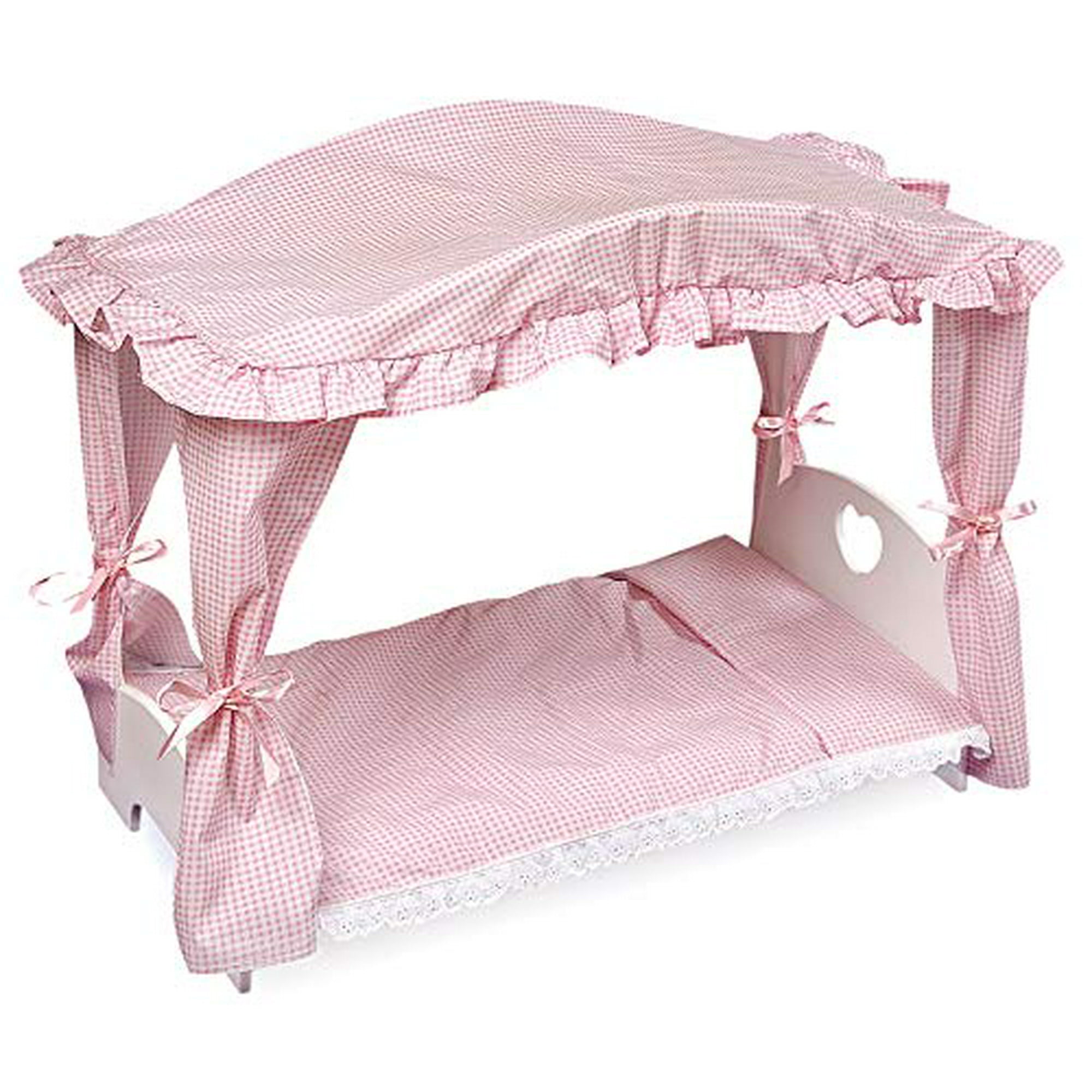 Badger Basket Canopy Doll Bed with Bedding fits American Girl dolls