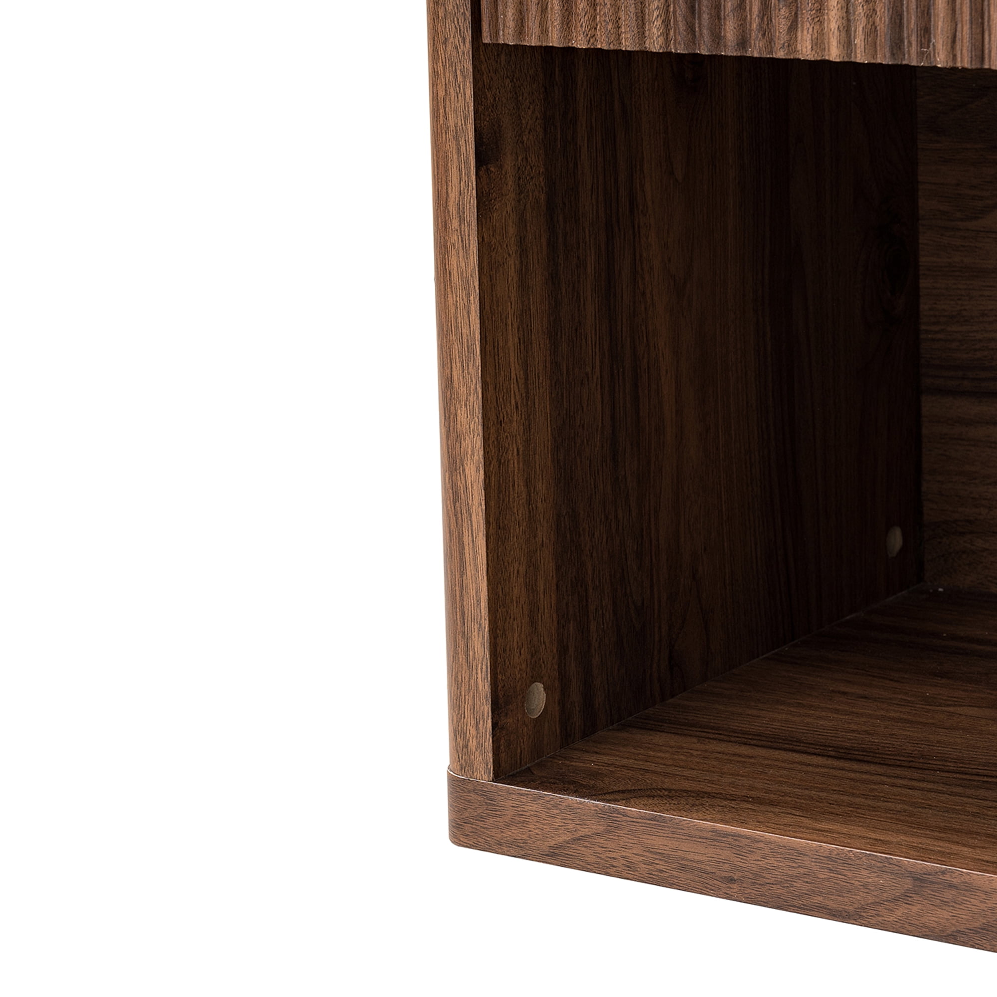 HOQBN Nightstand with 1 Drawer Storage Fluted Bed Side Table End Table Large Modern Wide Bedside Stand for Bedroom Living Room,Walnut