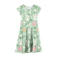 thumbnail image 4 of Riecok Summer Short - Sleeved Ruffled Round - Neck Easter - Printed Waist - Cinched Pocketed Tiered Dress for Girls Aged 6 - 15 Multicolor 12-13 Years, 4 of 5