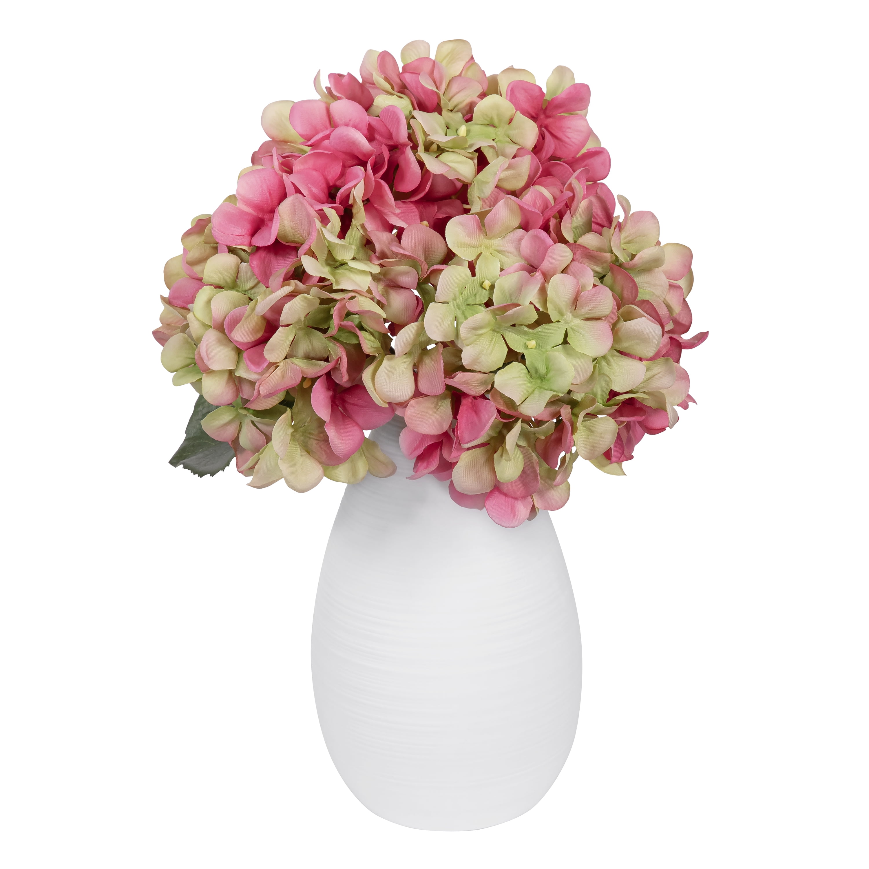 Mainstays 12.5" Artificial Silk Pink & Green Hydrangea Short Stem
