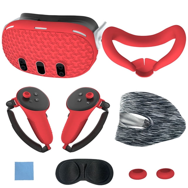 7-in-1 VR Accessories Set for Meta Quest 3 – Silicone Front Shell Cover, Controller Grip Covers, Anti-Scratch Face Cover, Lens Protector Cover & More