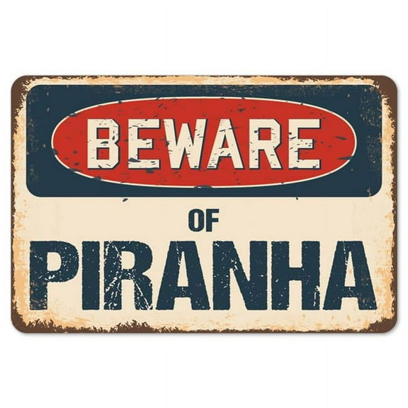 SignMission Z-A-1014-BW-Piranha Beware of Piranha Rustic Sign