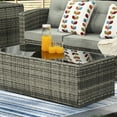 thumbnail image 4 of Superjoe Patio Coffee Table Rectangle Tea Table with Glass Top,Aluminum Frame,Gray, 4 of 6
