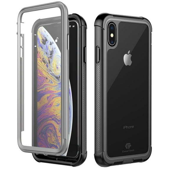 iPhone Xs Max Case, CaseTech DRN Series, Shockproof Anti-Scratch Full-Body Rugged Case, with Built-in Screen Protector Cover, 2018 Released 6.5 Inch