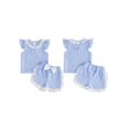 thumbnail image 2 of BemeyourBBs Toddler Baby Girl Summer Clothes Cute Infant Baby Girls Plaid Gingham 2 Piece Outfits Flying Sleeve Lace Collar Shirt Tops and Shorts Set Toddler Girls Summer Outfit, 2 of 7