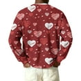 thumbnail image 4 of Fgvctg Men's Ribbed Button Down Valentine's Day Sweater Knit Henley Collar Sweater Love Heart Print Soft Pullover Slim Fit Long Sleeve Sweaters Loose Spring Clothes Wine L, 4 of 5