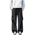thumbnail image 1 of Cargo Pants for Men, Solid Color Pocket Elastic Waist Casual Fashion Trousers for Spring Summer, 1 of 5