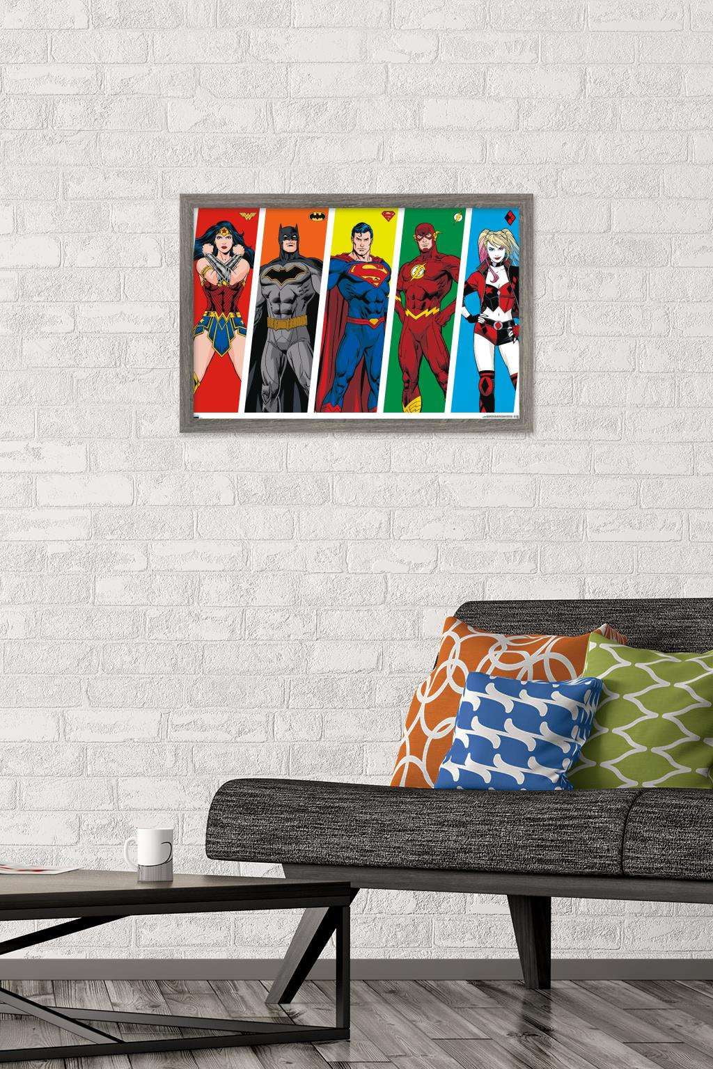 DC Comics - Rainbow Lines Wall Poster, 14.725" x 22.375", Framed