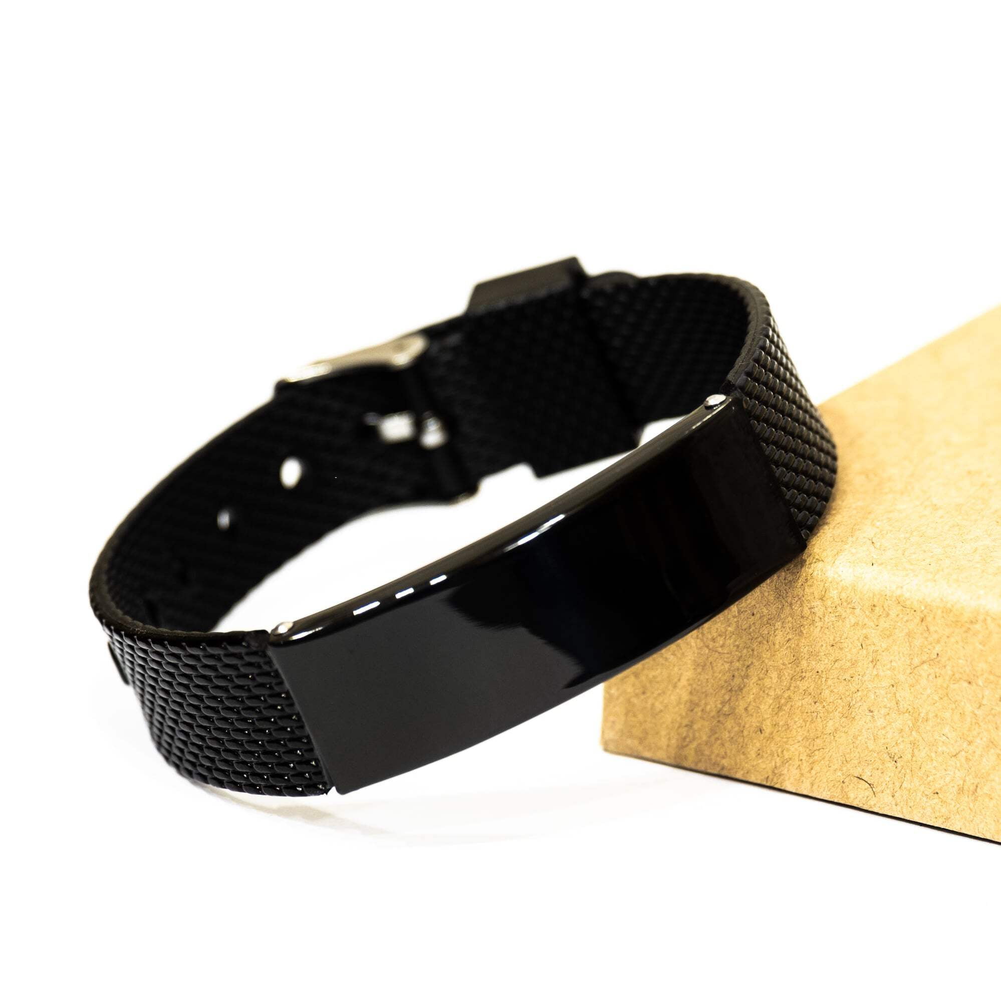 Engraved Black Shark Mesh Bracelet Personalized Jewelry for Men Veterans Day Gift You will always have a special place in my heart Inspirational Confidence Hope Gift for Him.
