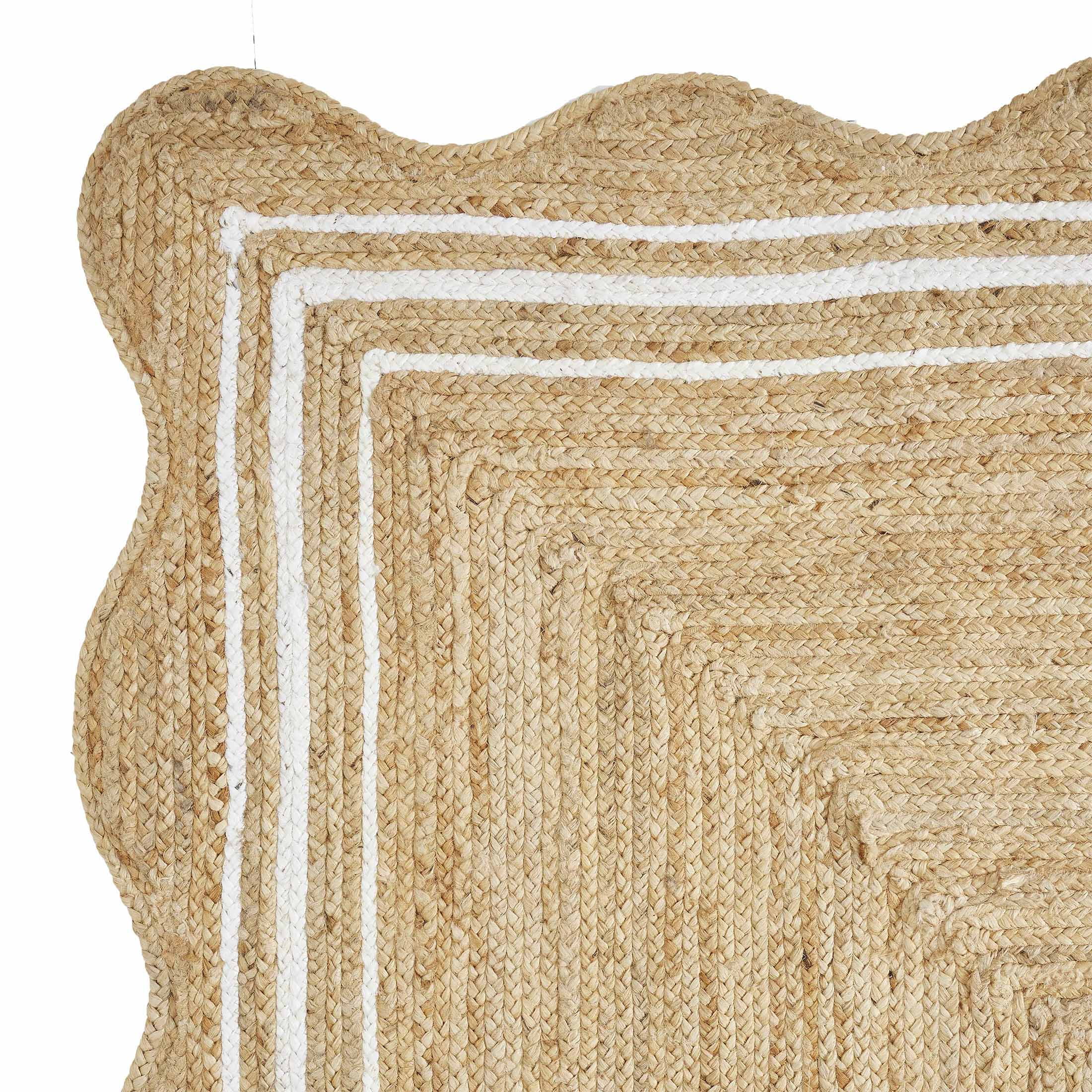 My Texas House Natural/White Scallop Jute with Border Area Rug, 8' x 10'