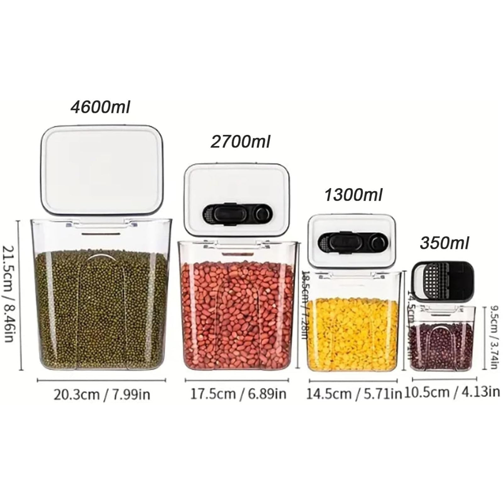 44oz Seal Clear Flip-Top Kitchen Food Storage Containers - Airtight & Moisture-Proof Plastic Pantry Organization Set, 4-Pack