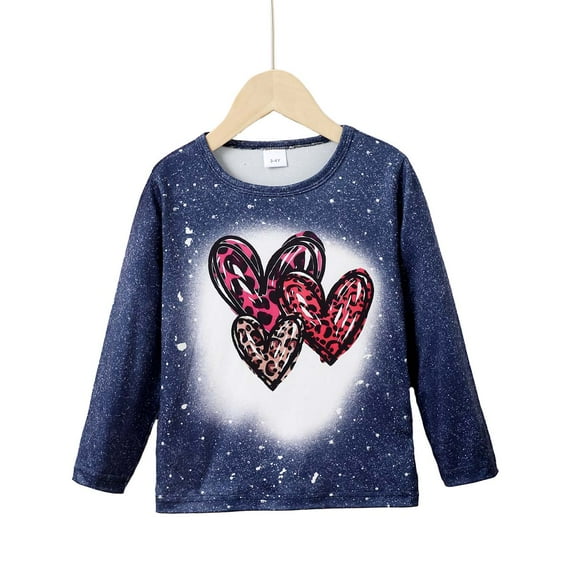 Kucnuzki 2T Toddler Girl Winter Tops Baby Girl Coats 3T Long Sleeve Splash-Ink Stylish Carton Prints Sweatshirt Purple