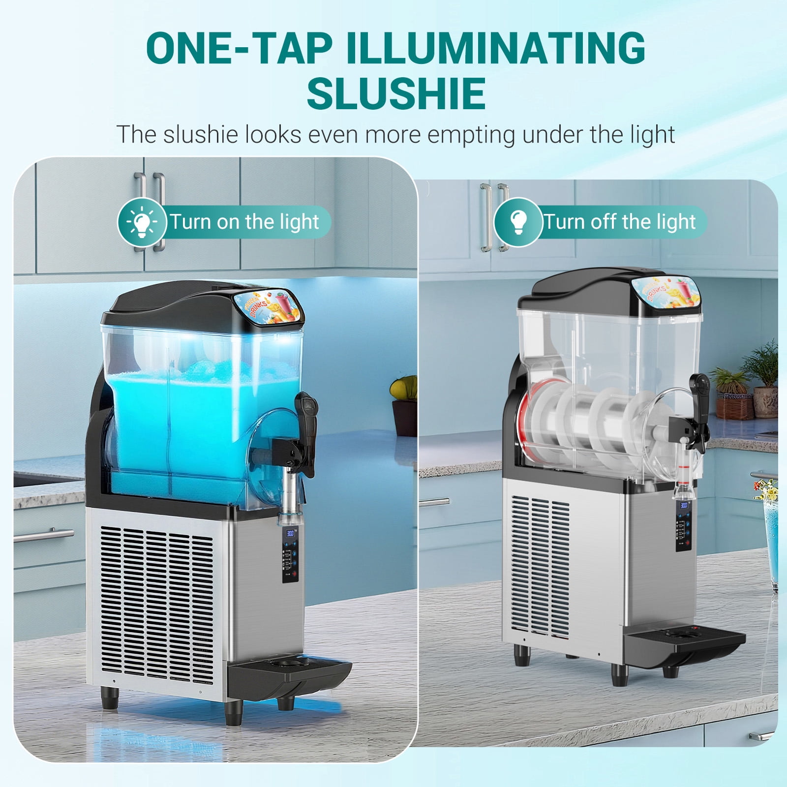 Joreek Ice Slush Machine Commercial Slushy Machine,Stainless Steel Frozen Drink Maker Slushie Maker 500W Slushie Machine for Home Party Restaurants