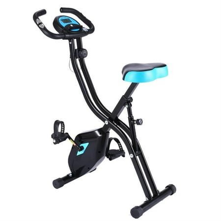 ANCHEE R APP Version Folding Upright Exercise Bike Indoor Cycling Bike with Heart Pulse Sensors 10 Levels Magnetic (Best Indoor Spinning App)