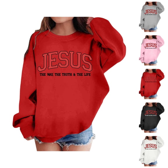 Boys Girls Jesus Sweatshirts Crewneck Long Sleeve Bible Verse Christian Sweatshirt Kids Pullover Tops