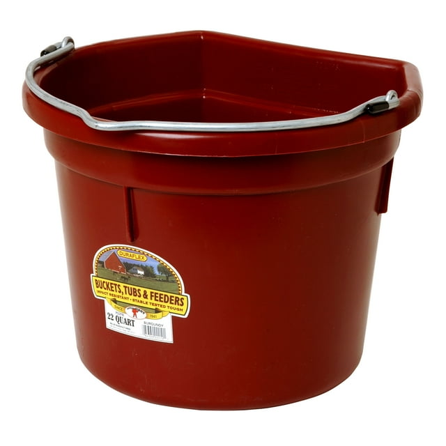 Little Giant Heavy Duty 22 Quart Flat Back Plastic Bucket with Metal Handle