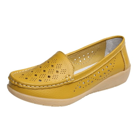 

GNEIKDEING Slip On Women Comfort Walking Flat Loafers Hollow Out Casual Shoes Driving Loafers Walking Shoes For Women Gift on Clearance