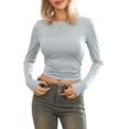 thumbnail image 1 of SUNSIOM T-Shirts Basiques Ajustés Décontractés pour Femmes Printemps Automne Manches Longues Col Rond Streetwear, 1 of 8