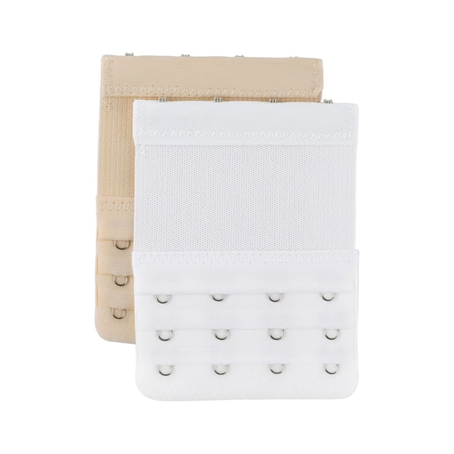 INSPIRE CHIC Rallonges Élastiques à Crochet pour Soutien-Gorge pour Femmes 3 Rangées 2 Pcs Couleur Peau 2 et Blanc