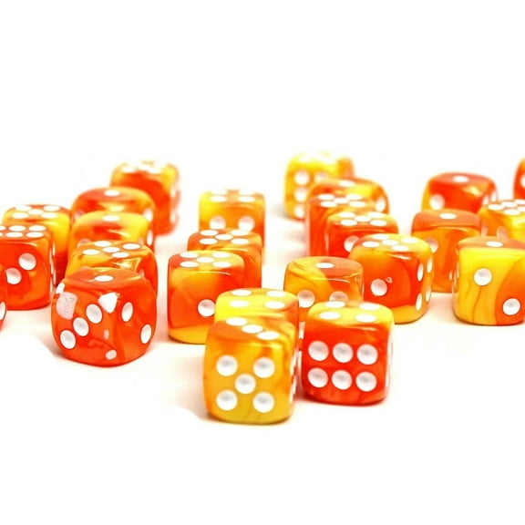 12mm D6 Dice - Blazing Sun - 25 Count Bag