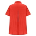 thumbnail image 5 of WTXUE Cotton Linen Button Down Shirt for Women Short Sleeve Tops Cotton Linen Shirt Business Casual Outfits Lapel Collar Button Down Tunic Shirts Casual Work Office Top Soft Comfortable Red M, 5 of 6