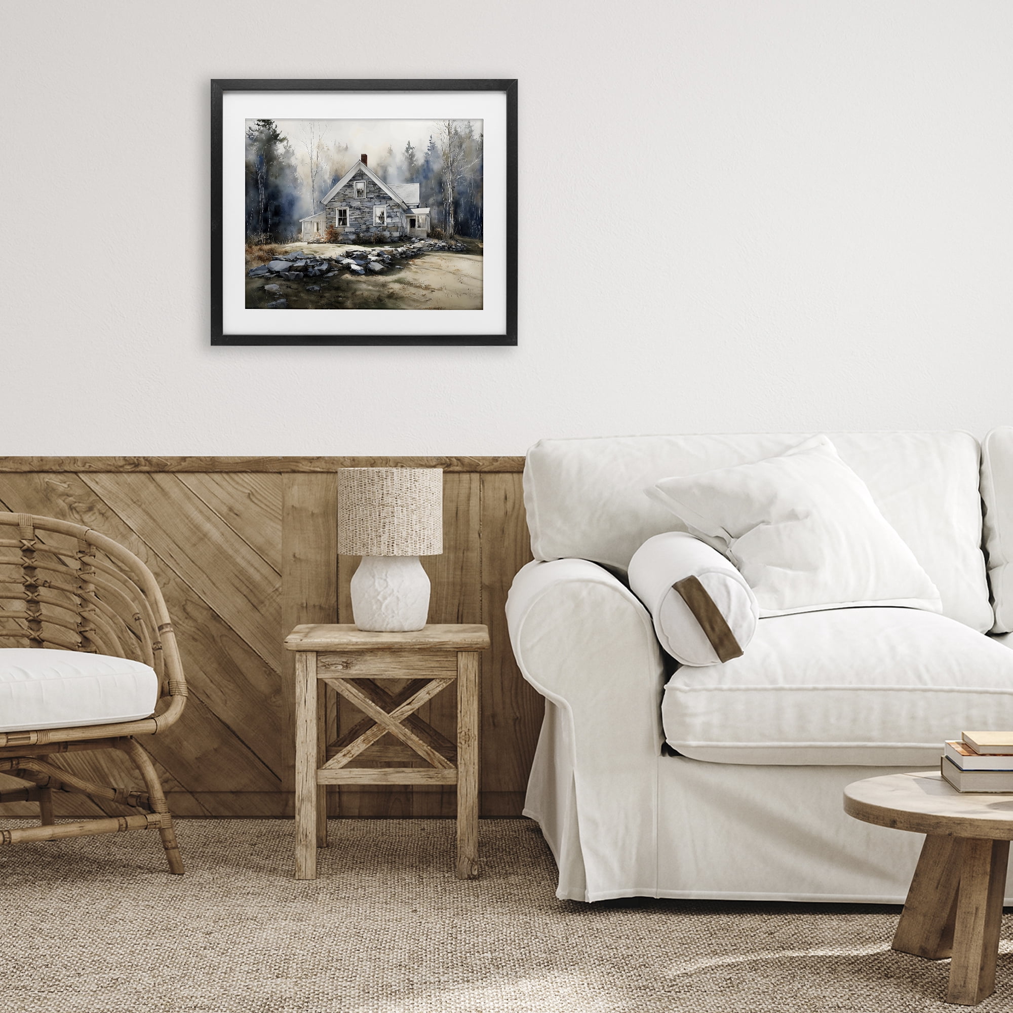 Stupell Industries Rustic Cottage Among the Trees Black Framed Print Under Glass, design by Franklyn Gregory